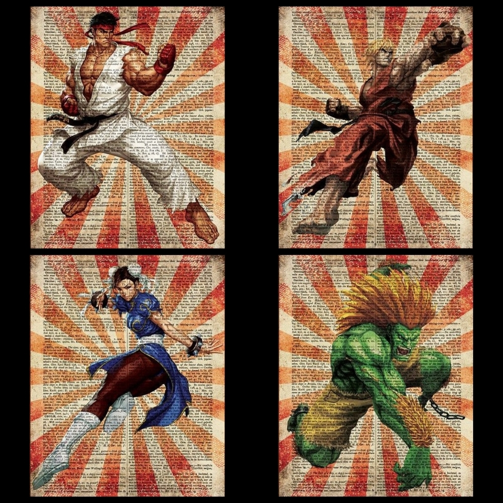 Street Fighter Dictionary Book Page Art Decor